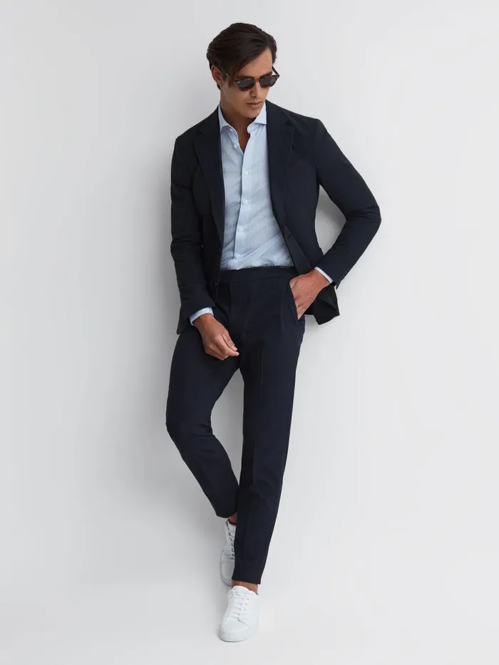 Reiss Trousers Found Drawcord Waist Relaxed Trousers Navy 8211 Men