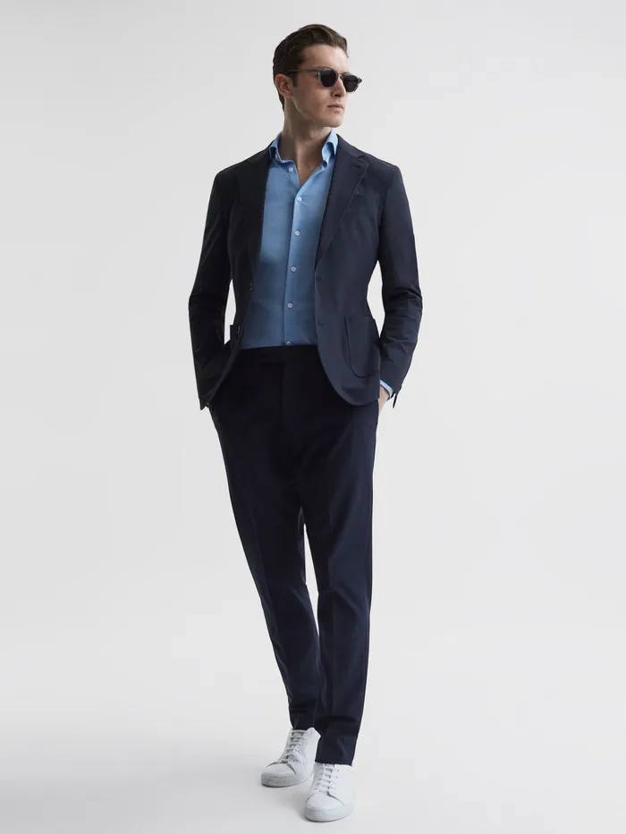 Reiss Trousers Found Drawcord Waist Relaxed Trousers Navy 8211 Men