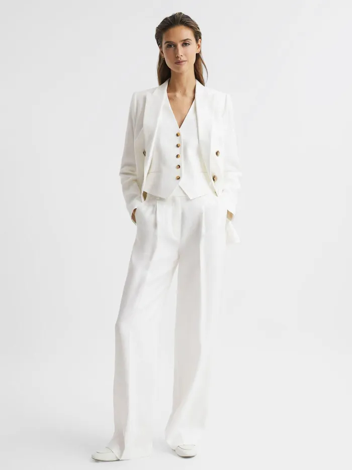Reiss Trousers Hollie Wide Leg Linen Trousers White 8211 Women