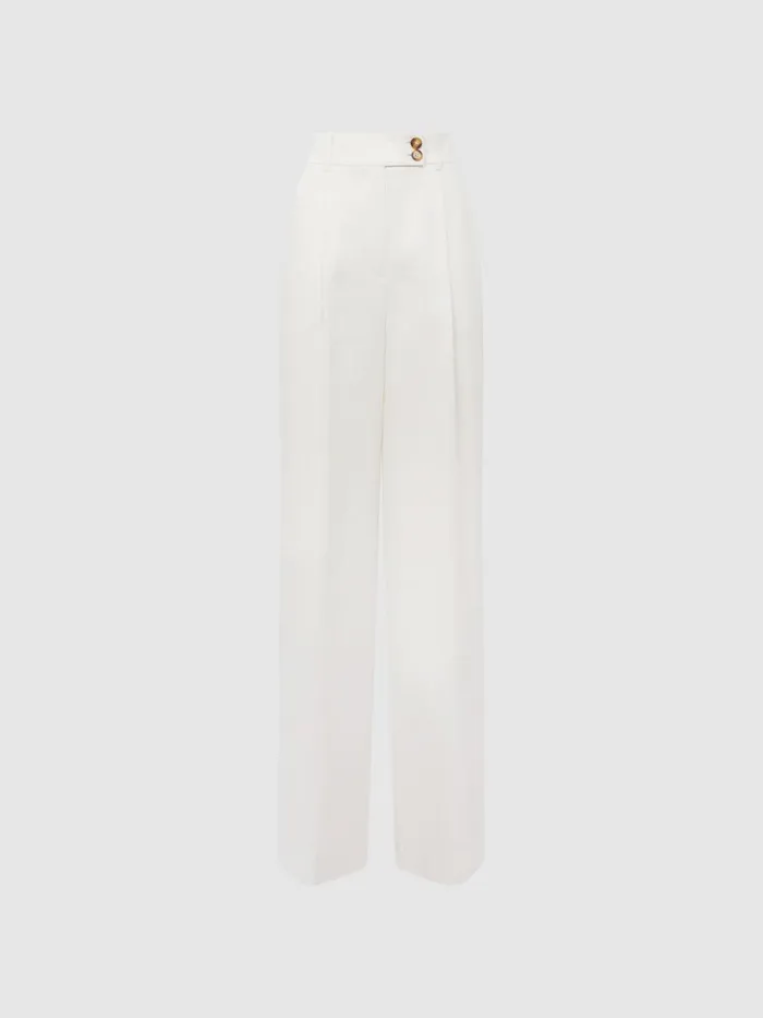 Reiss Trousers Hollie Wide Leg Linen Trousers White 8211 Women