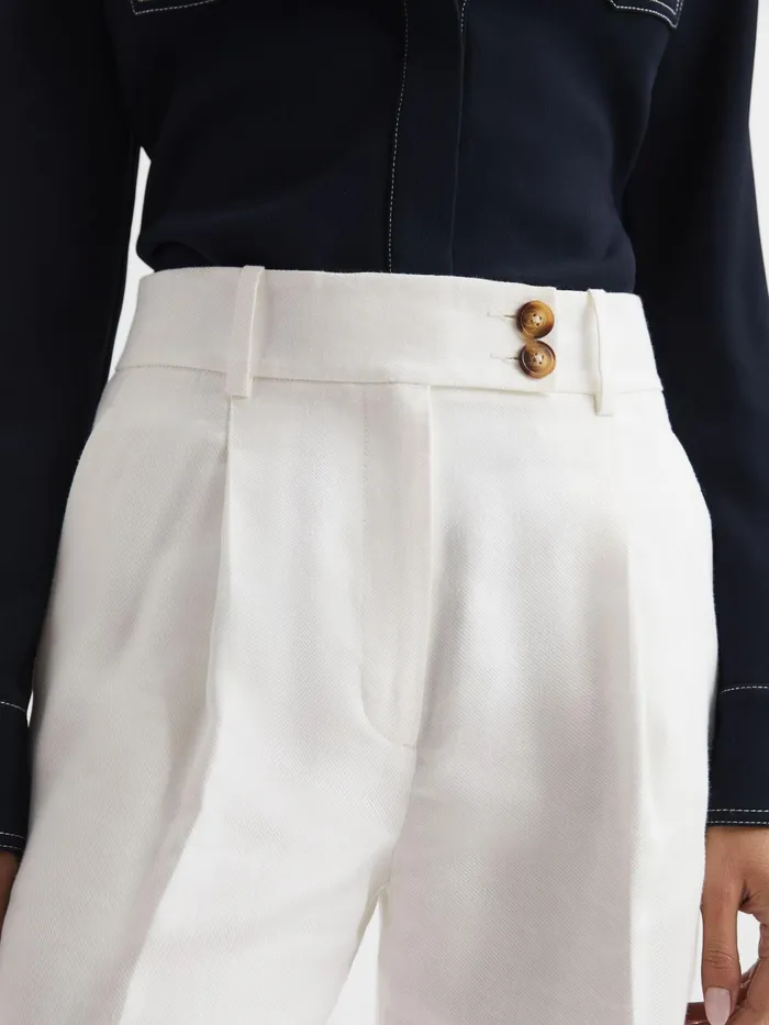 Reiss Trousers Hollie Wide Leg Linen Trousers White 8211 Women