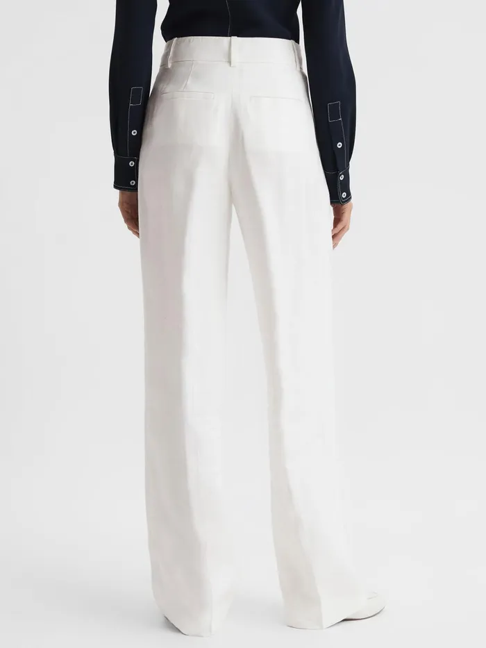 Reiss Trousers Hollie Wide Leg Linen Trousers White 8211 Women