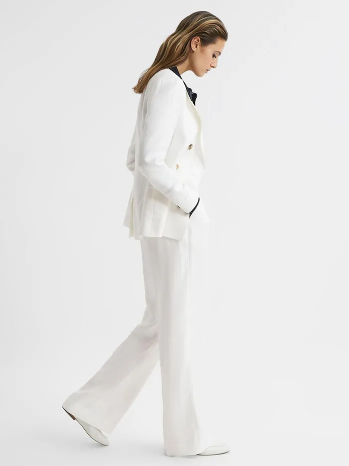 Reiss Trousers Hollie Wide Leg Linen Trousers White 8211 Women