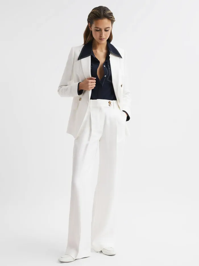 Reiss Trousers Hollie Wide Leg Linen Trousers White 8211 Women