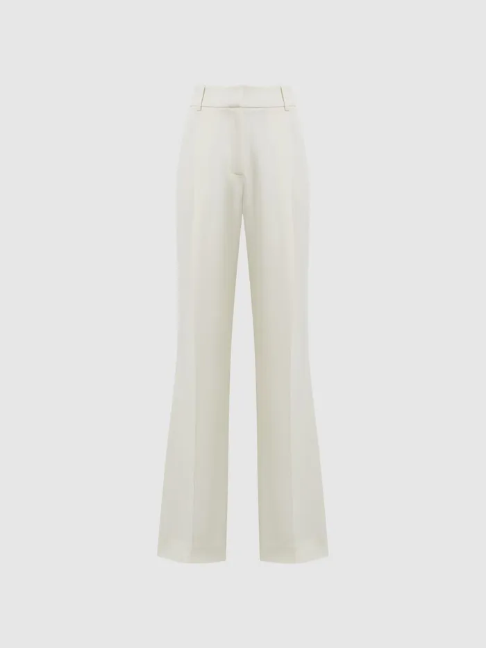 Reiss Trousers Natalia Wide Leg Pleated Trousers Cream 8211 Women