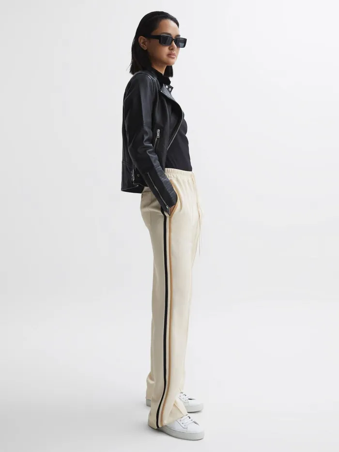 Reiss Trousers Odell Wide Leg Pull On Trousers Cream 8211 Women