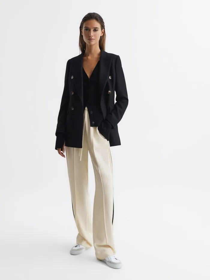 Reiss Trousers Odell Wide Leg Pull On Trousers Cream 8211 Women