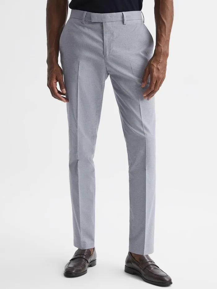 Reiss Trousers Pause Slim Fit Puppytooth Chinos Soft Blue 8211 Men