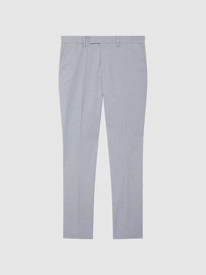Reiss Trousers Pause Slim Fit Puppytooth Chinos Soft Blue 8211 Men
