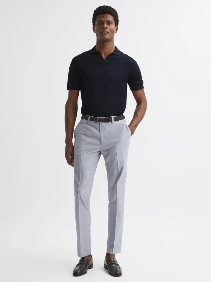 Reiss Trousers Pause Slim Fit Puppytooth Chinos Soft Blue 8211 Men