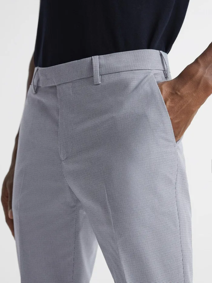 Reiss Trousers Pause Slim Fit Puppytooth Chinos Soft Blue 8211 Men