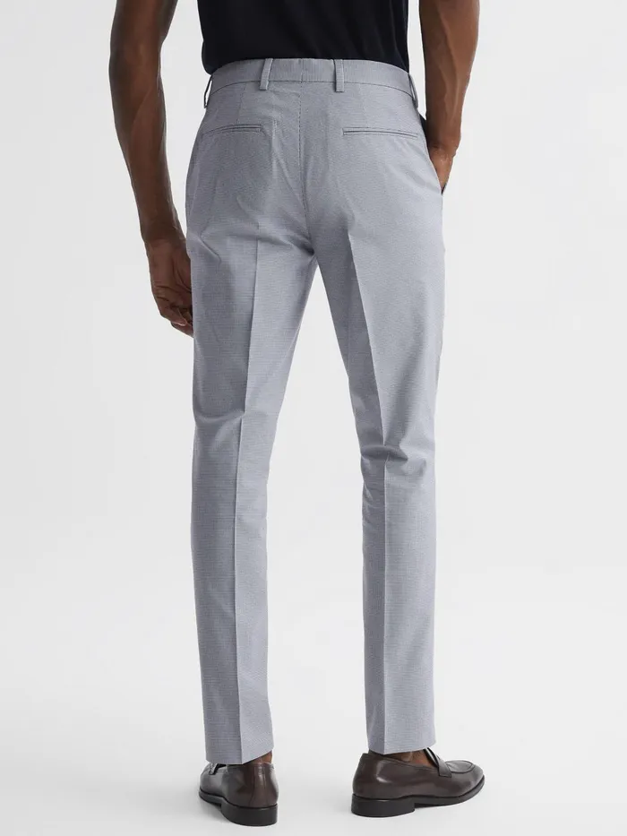 Reiss Trousers Pause Slim Fit Puppytooth Chinos Soft Blue 8211 Men