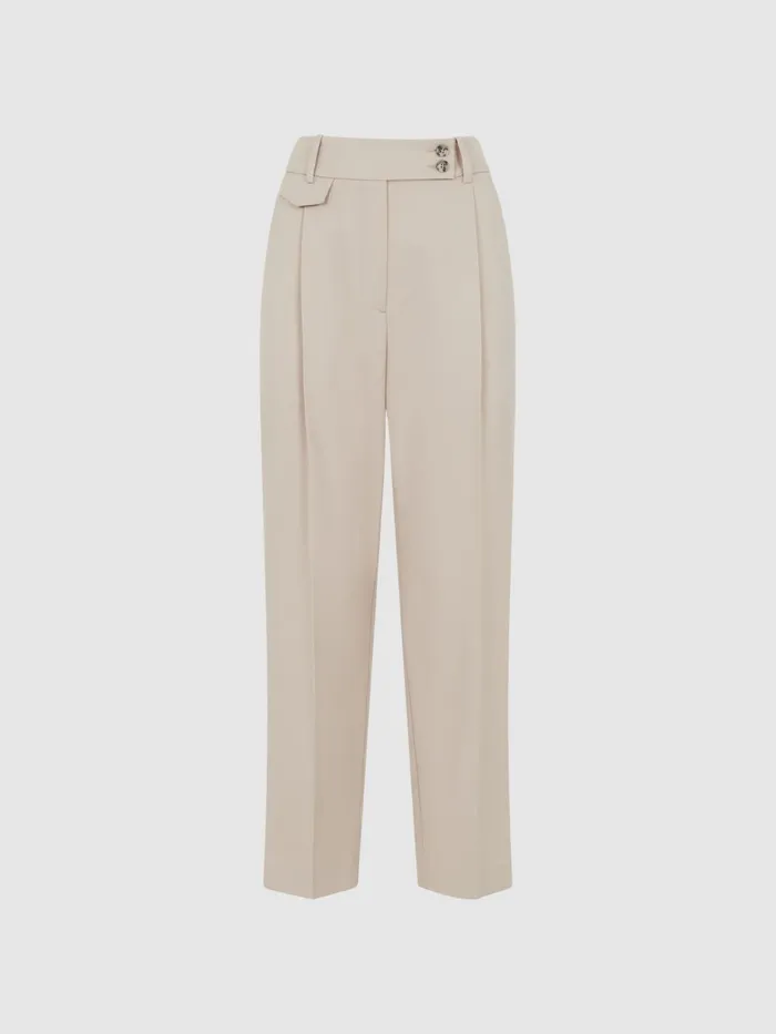 Reiss Trousers River High Rise Cropped Tapered Trousers Stone 8211 Women