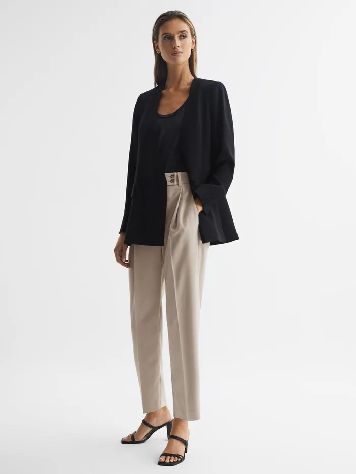 Reiss Trousers River High Rise Cropped Tapered Trousers Stone 8211 Women