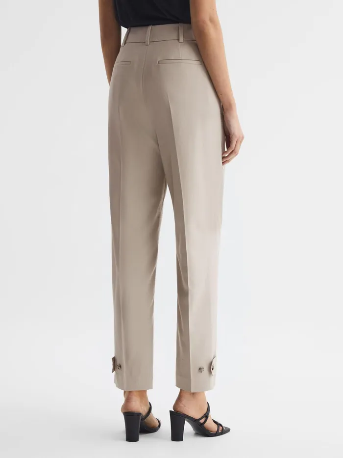 Reiss Trousers River High Rise Cropped Tapered Trousers Stone 8211 Women