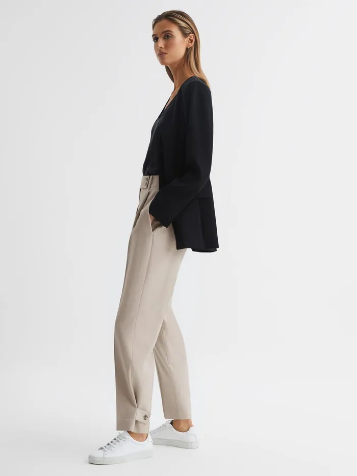 Reiss Trousers River High Rise Cropped Tapered Trousers Stone 8211 Women