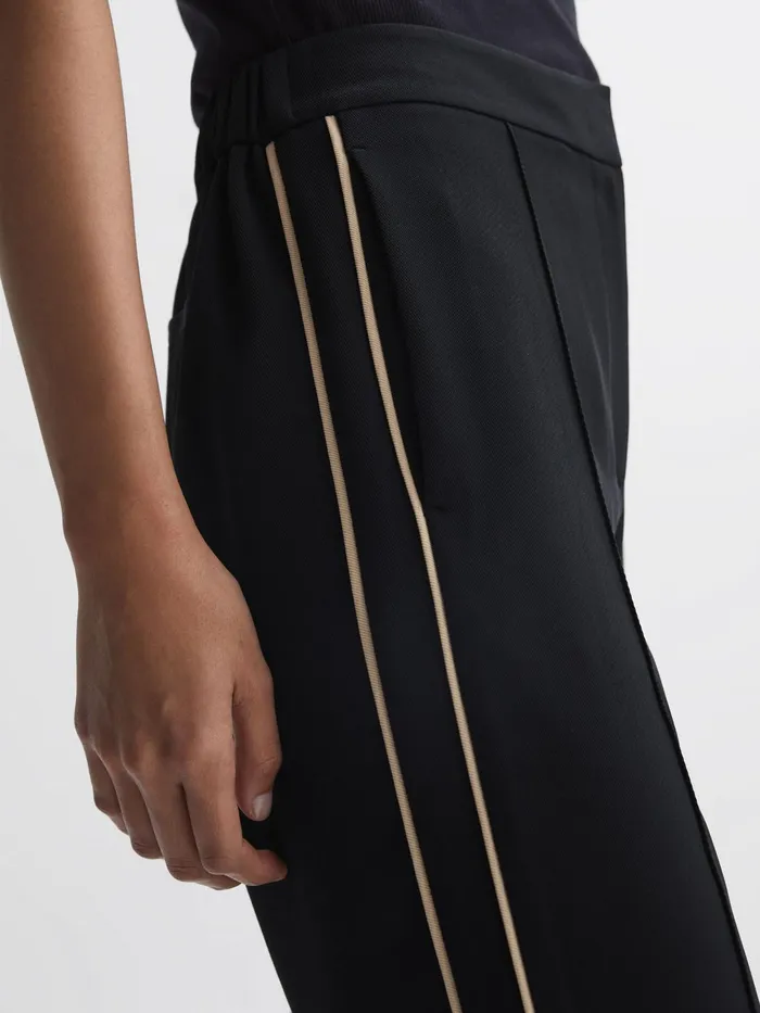 Reiss Trousers Theo Taper Tapered Fit Side Stripe Trousers Black 8211 Women