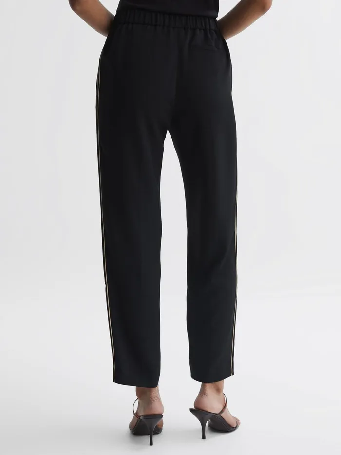Reiss Trousers Theo Taper Tapered Fit Side Stripe Trousers Black 8211 Women