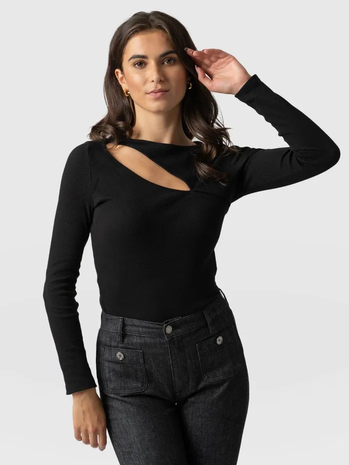Reveal Tee Long Sleeve 8211 Black Black Women Saint And Sofia TShirts and Tanks