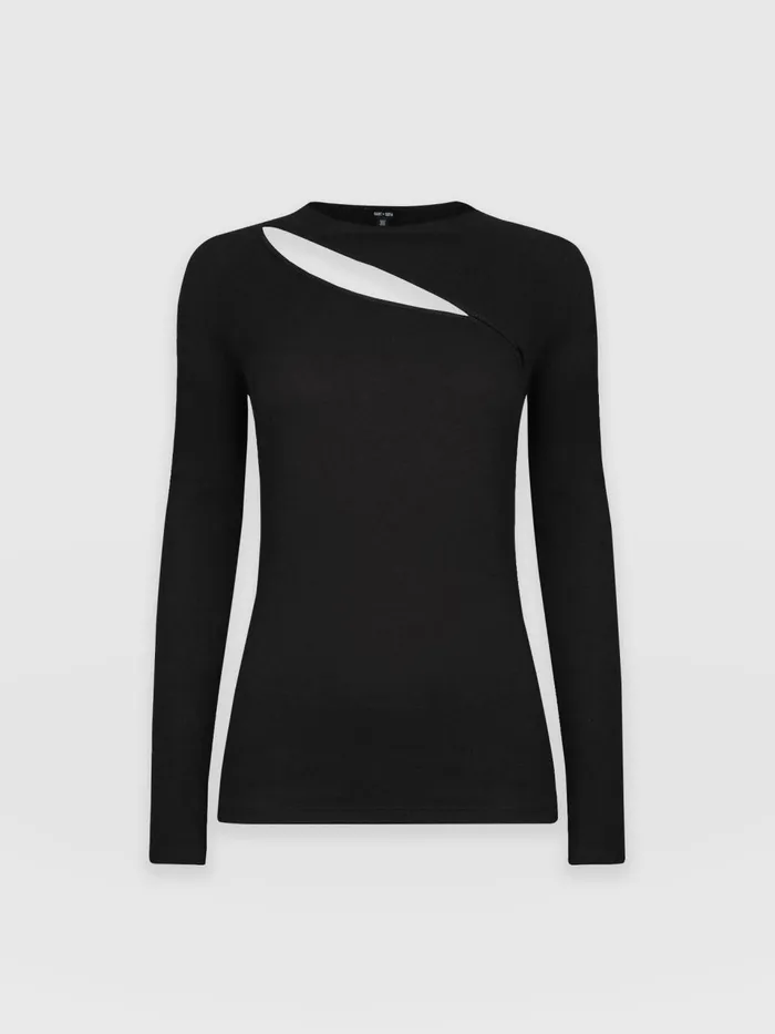 Reveal Tee Long Sleeve 8211 Black Black Women Saint And Sofia TShirts and Tanks