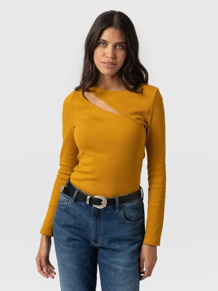 Reveal Tee Long Sleeve 8211 Ochre Ochre Women Saint And Sofia TShirts and Tanks Reveal Tee Long Sleeve 8211 Ochre Ochre Women Saint And Sofia TShirts and Tanks