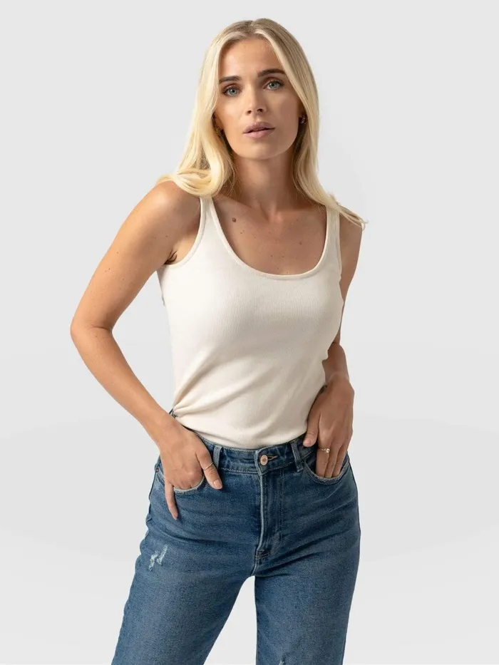 Rib Cami 8211 Cream Cream Women Saint And Sofia TShirts and Tanks