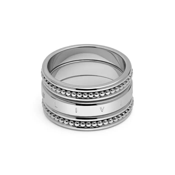 Rings Women Olivia Burton Ever Stacked Silver Tone Rings S