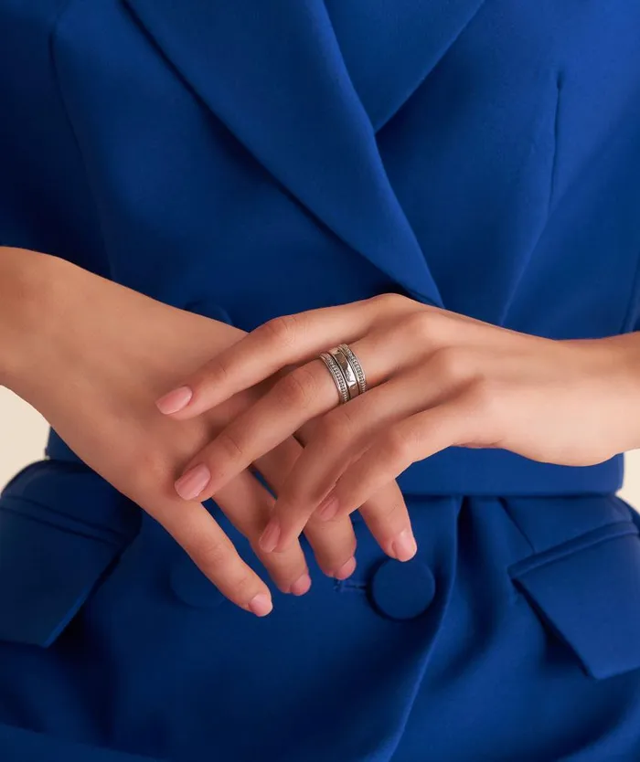 Rings Women Olivia Burton Ever Stacked Silver Tone Rings S