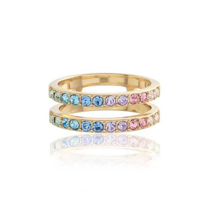 Rings Women Olivia Burton Gold Rainbow Double Band Ring S