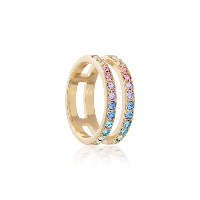 Rings Women Olivia Burton Gold Rainbow Double Band Ring S