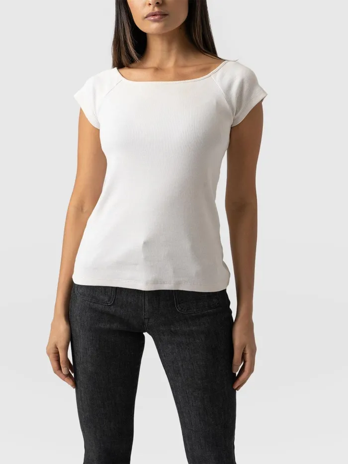 Riviera Tee 8211 Cream Cream Women Saint And Sofia TShirts and Tanks