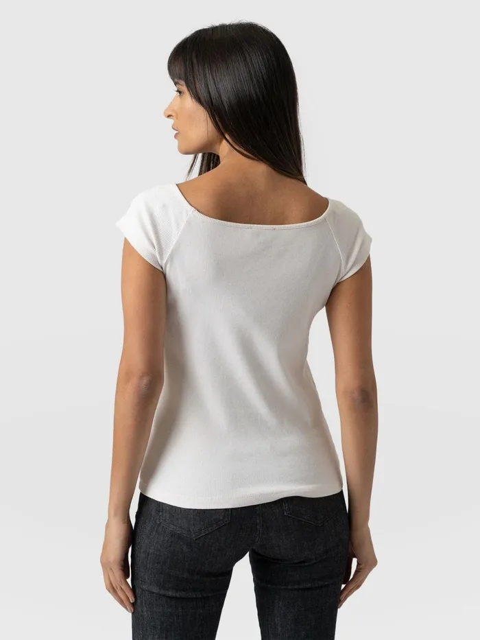 Riviera Tee 8211 Cream Cream Women Saint And Sofia TShirts and Tanks