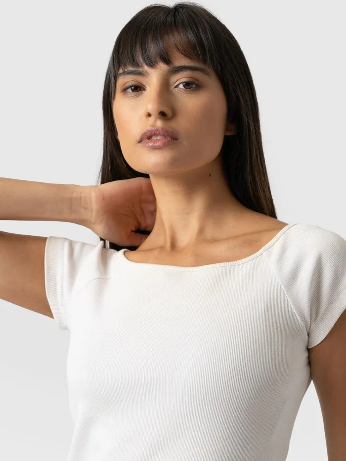 Riviera Tee 8211 Cream Cream Women Saint And Sofia TShirts and Tanks