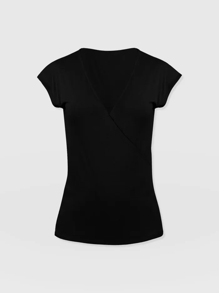 Rosa Wrap Tee 8211 Black Black Women Saint And Sofia TShirts and Tanks