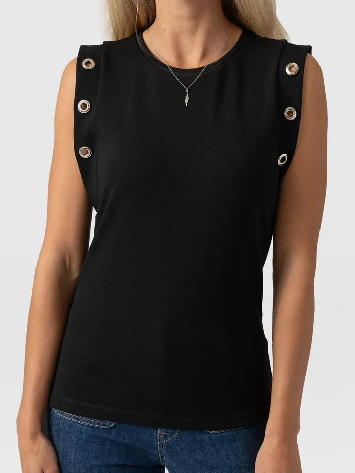 Rowan Tee 8211 Black Eyelet Black Eyelet Women Saint And Sofia TShirts and Tanks
