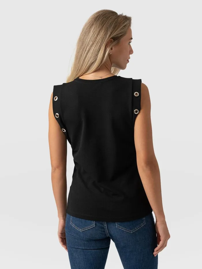 Rowan Tee 8211 Black Eyelet Black Eyelet Women Saint And Sofia TShirts and Tanks