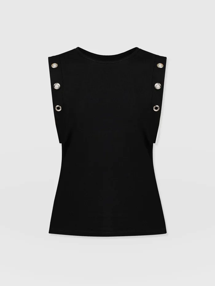 Rowan Tee 8211 Black Eyelet Black Eyelet Women Saint And Sofia TShirts and Tanks