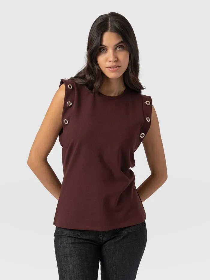 Rowan Tee 8211 Maroon Eyelet Maroon Eyelet Women Saint And Sofia TShirts and Tanks