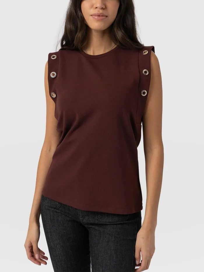 Rowan Tee 8211 Maroon Eyelet Maroon Eyelet Women Saint And Sofia TShirts and Tanks