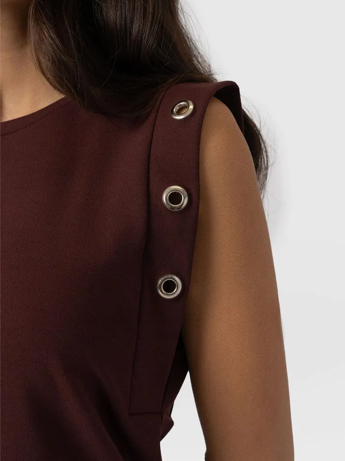 Rowan Tee 8211 Maroon Eyelet Maroon Eyelet Women Saint And Sofia TShirts and Tanks