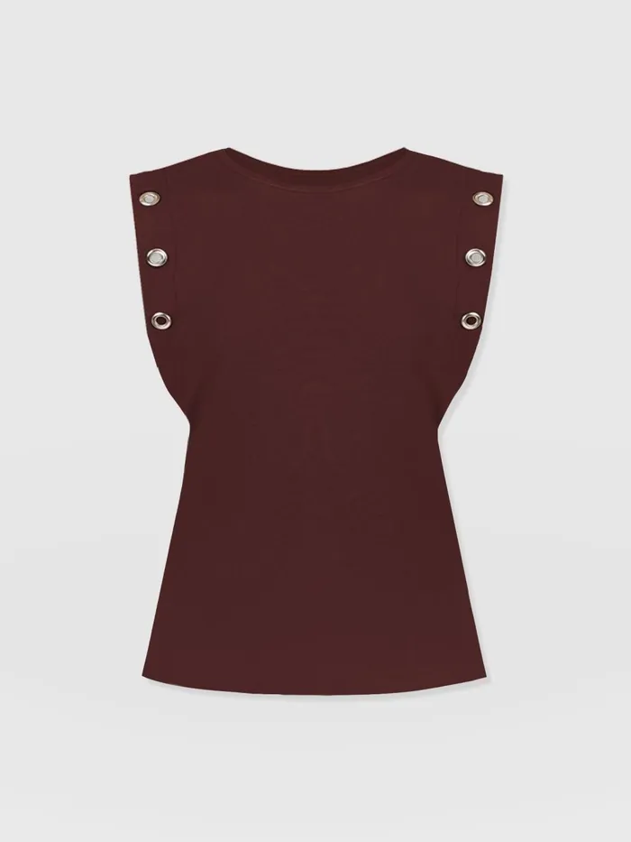Rowan Tee 8211 Maroon Eyelet Maroon Eyelet Women Saint And Sofia TShirts and Tanks