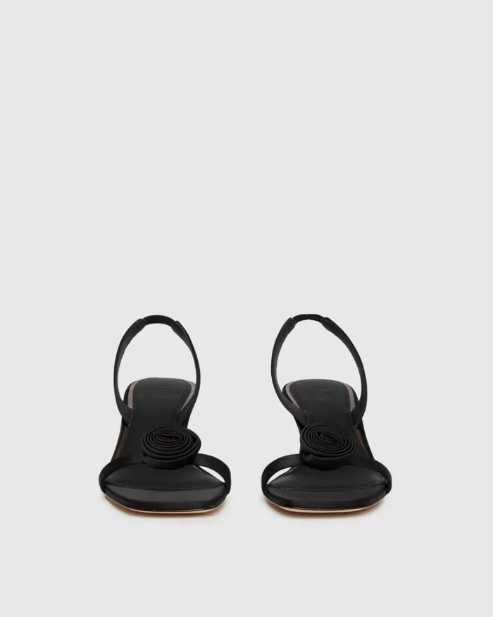 Sandals Women PAIGE Eva Sandal 8211 Black Satin Sandals Women PAIGE Eva Sandal 8211 Black Satin