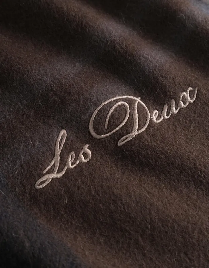 Scarves Men Les Deux Les Deux Check Wool Scarf 8211 Coffee BrownLight Grey Melange