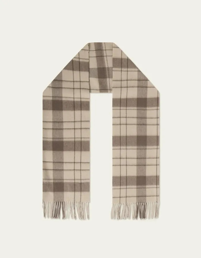 Scarves Men Les Deux Les Deux Check Wool Scarf 8211 Light Desert SandWalnut