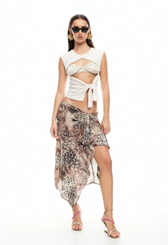 Sets and Coords Women Lioness Fashion BANKS MIDI SKIRT Chocolate Animal