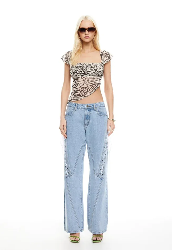 Sets and Coords Women Lioness Fashion DISTRICT TOP Zebra