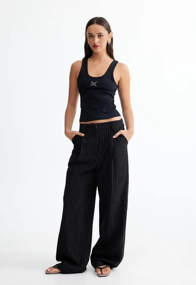 Sets and Coords Women Lioness Fashion LEO PANT Onyx Pinstripe