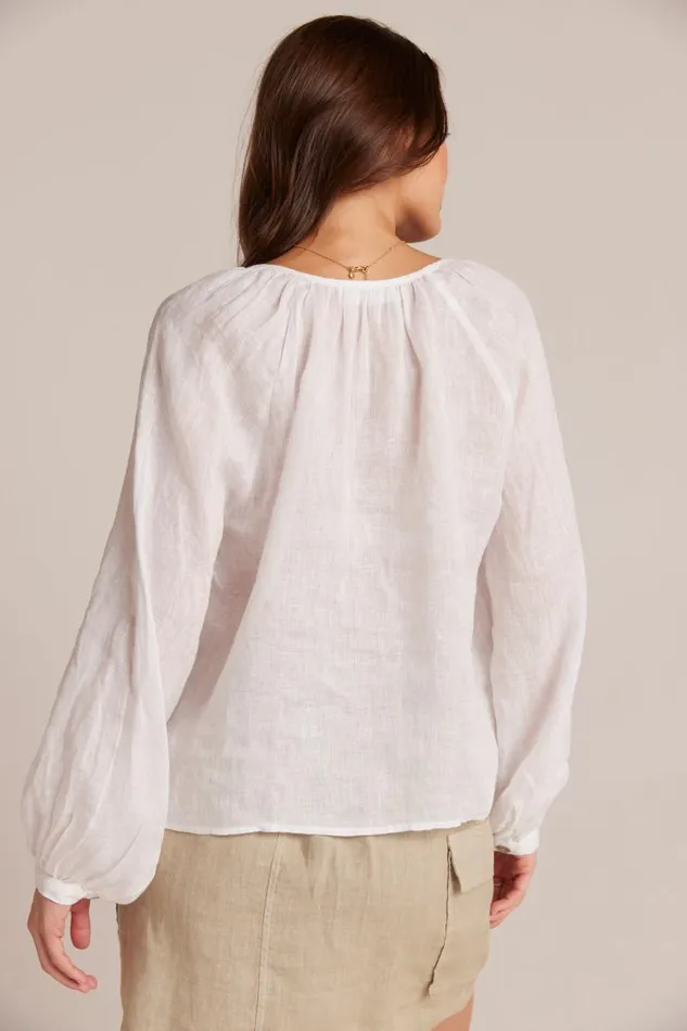 Shirred Linen Raglan Blouse 8211 White Women Bella Dahl Long Sleeve