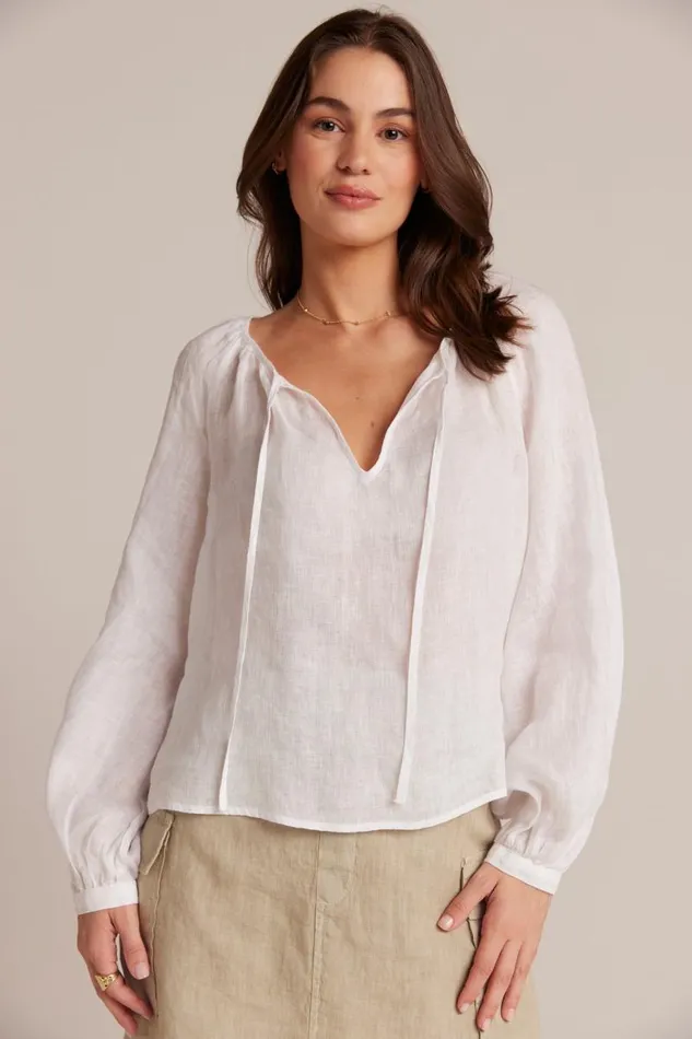 Shirred Linen Raglan Blouse 8211 White Women Bella Dahl Long Sleeve