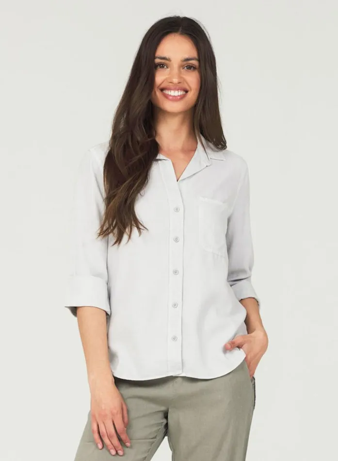 Shirt Tail Button Down 8211 Foggy Sky Women Bella Dahl Long Sleeve